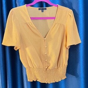 Moa Moa Women's Mustard Button-Front Blouse